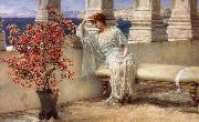 Sir Lawrence Alma-Tadema,OM.RA,RWS, Her Eyes are with Her Thoughts and They are Far away